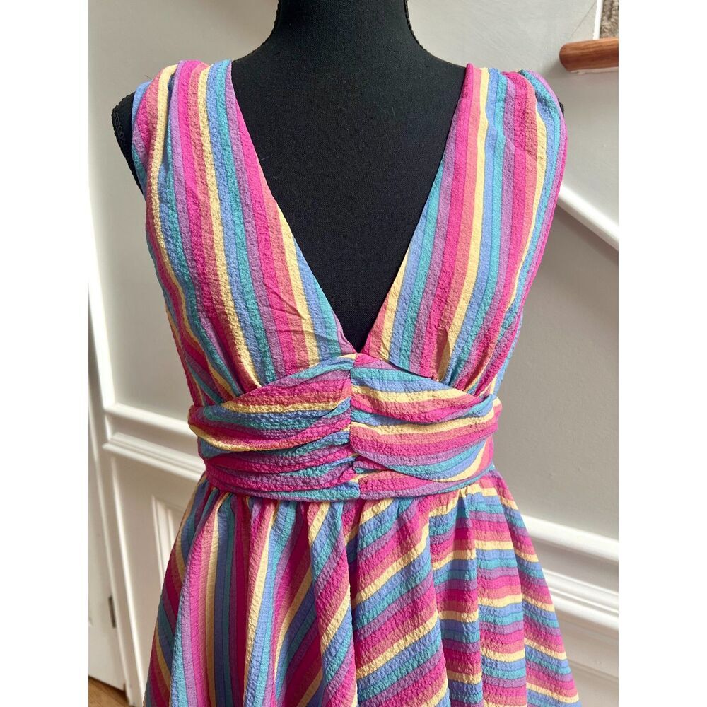 NWT Muted Striped "Blue Blush" Dress size M. - Picture 4 of 8